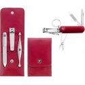 Travel set Zwilling Twinox - skórzane etui, 4 elements - Red