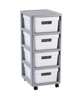 Curver Infinity 4 x 10 L à roulettes avec Quatre tiroirs à roulettes Chariot d'appoint