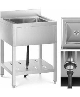 Royal Catering Vieno dubenio maitinimo baseino kriauklė su lentyna ir apvadu 60 x 60 x 94 cm