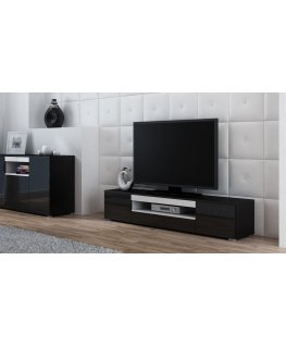 Cama TV stand VIVA 180 black/black gloss + white