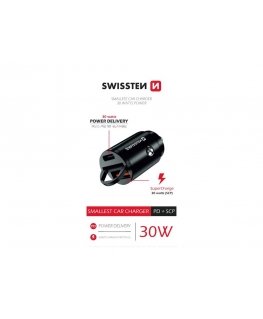 Swissten NANO Smartphone Black Cigar lighter Fast charging Auto