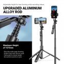Aluminium selfie stick Bluetooth tripod black