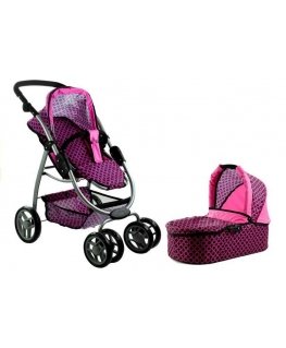 2in1 Doll Bogie and Stroller Alice - Pink With Black Dots