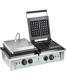 Royal Catering Rectangular double waffle maker for 4 Belgian waffles