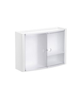 Horizontal bathroom cabinet white|glazed