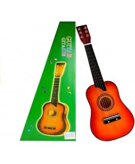 Lean Toys Classical wooden guitar with red pick