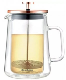 Coffee/tea piston maker, glass, copper color, 0.60L Klausberg.