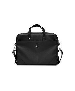 Guess PU Grained Triangle Logo Computer Bag 15|16" Brown