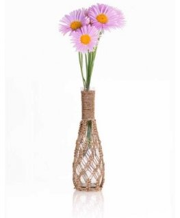 Home Styling Collection Stiklinė vaza su pinta virvele, 30 cm