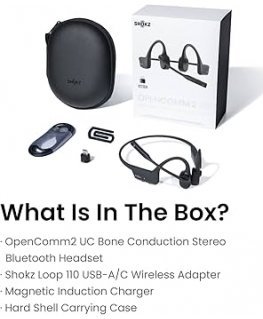 SHOKZ OpenMeet UC Wireless Bluetooth Bone Conduction Videoconferencing Headset with USB-A adapter