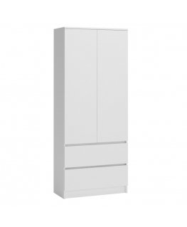 Topeshop SZAFA MALWA B miegamojo drabužių / sieninė spinta 5 spintos 2 durys Balta Drabužinė