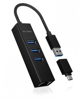 ICY BOX IB-HUB1419-LAN USB 3.2 Gen 1 (3.1 Gen 1) Type-A Juoda