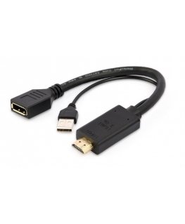 Gembird A-HDMIM-DPF-01 video cable adapter 0.1 m HDMI Type A (Standard) DisplayPort + USB Type-A Black