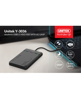 UNITEKI KORPUS USB3.1 HDD / SSD SATA 6G UASP, Y-3036