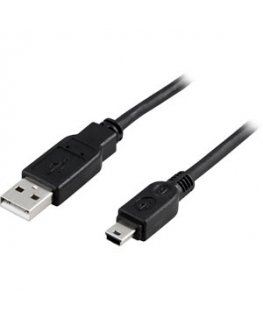 Deltaco USB 2.0 Cable A/mini B, 2m USB-kaapeli USB A Mini-USB B musta