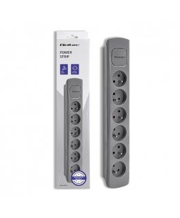 Qoltec 50277 power extension 1.8 m 6 AC outlet(s) Indoor Grey