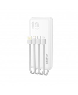 DUDAO K6Pro Universal 10000mAh Power Bank with USB Cable Type C Lightning white Balta