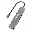 DUDAO Alu 6-in-1 USB3.0 Fast Hub multi-functional Vielinis USB 3.2 Gen 1 (3.1 Gen 1) Type-C Pilka