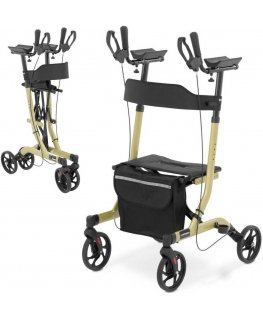 Uniprodo Keturių ratų sulankstoma vaikštynė senjorams su sėdyne ir krepšiu iki 136 kg