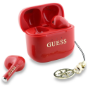 TWS Earphones Guess Glossy Effect Printed Classic Logo & Charm Red