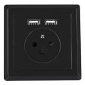 Lanberg AC-WS01-USB2-E-B socket-outlet 2 x USB A + Type E Black Lanberg AC-WS01-USB2-E-B socket-outlet 2 x USB A + Type E Black
