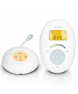 Alecto DECT -itkuhälytin Full ECO -tilassa ja näytöllä, valkoinen/sininen