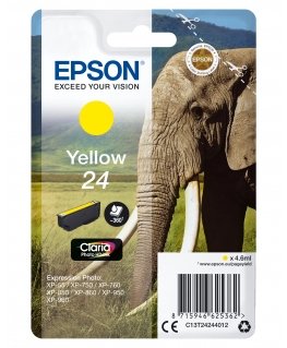 Epson Elephant Singlepack Yellow 24 Claria Photo HD Ink