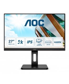 AOC P2 U27P2 LED display 68,6 cm (27") 3840 x 2160 pikseļi 4K Ultra HD Melns