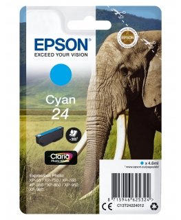 Epson Elephant Singlepack Cyan 24 Claria Photo HD Ink