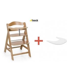 Hauck Alpha+ -syöttötuoli, Natural + Alpha Click Tray, Baltas