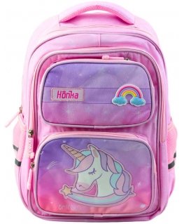 Travel Lean Unicorn school backpack with chest strap, pink, 20 l