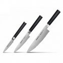 Samura MO-V Set of 3pcs. knives Paring 90mm / Utility 125mm / Chef's 200mm from AUS 8 Japanese steel 59 HRC