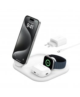 Belkin BoostCharge Наушники, Смартфон, Умные часы Белый USB Беспроводная зарядка Быстрая зарядка Для помещений