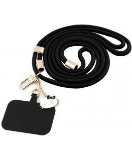 Universāla virvelīte telefonam Hello Kitty Patch & Kitty Head Charm melnā krāsā