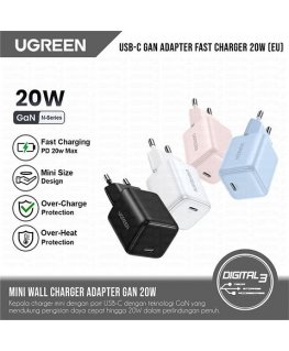 Ugreen X512 20W GaN 1x USB-C seinalaadija - Sinine