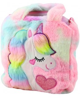 Lean children's plush backpack with a unicorn, adjustable strap, pastel, 24x24x9 cm