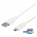 Deltaco USBC-1011 USB cable USB 2.0 2 m USB A White