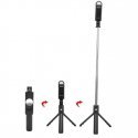 Riff K10-S Universal wireless selfie stick (expand 70cm) with Tripod / Mirror / Led light / Shutter button Black