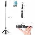 Riff L02 Universal wireless selfie stick (expand 100cm) with Tripod / Shutter button Black