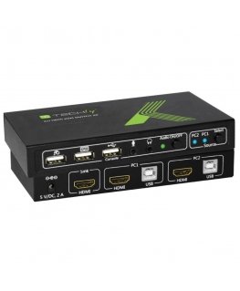 Techly 2x1 USB HDMI KVM Switch 4Kx2K IDATA KVM-HDMI2U KVM-kytkin musta