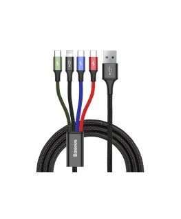 Baseus CA1T4-B01 mobiiltelefonikaabel Must 1,2 m USB A Lightning + micro-USB B + USB C