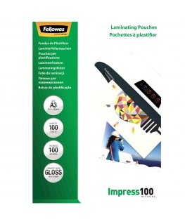 Fellowes A3 Glossy 100 Micron Laminating Pouch - 100 pack