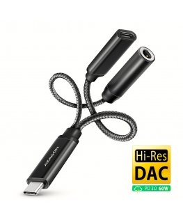 Axagon ADA-HCPD audio kabelis 0,1 m USB-C, 3.5 mm USB-C Melns