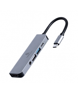 Gembird A-CM-COMBO5-02 dokstacija Vadu USB 3.2 Gen 1 (3.1 Gen 1) Type-C Sudrabs