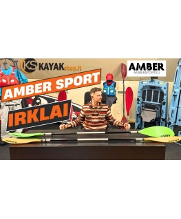 Irklas baidarei AMBER K-1, 225 cm, 0 astetta, asymmetrinen, kiinteä varsi, PP/Dural, keltainen