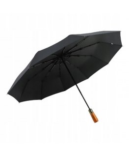 OEM automaattinen sateenvarjo, puukahvalla, 10-runkoinen, XXL, 115 cm, musta