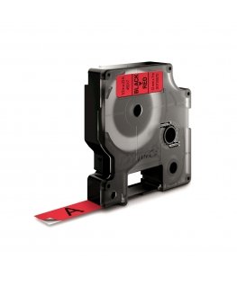 DYMO D1 -Standard Labels - Black on Red - 12mm x 7m