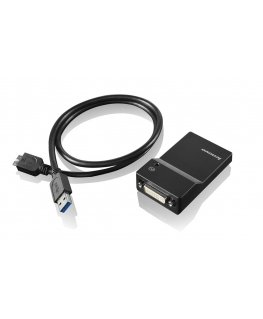 Lenovo USB 3.0 - DVI/VGA USB-graafikaadapter 2048 x 1152 pikslit Must