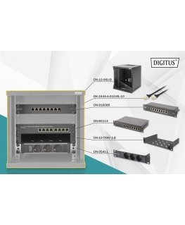 Digitus DN-10-SET-1-B statnis 6U Pie sienas stiprināms statīvs Melns
