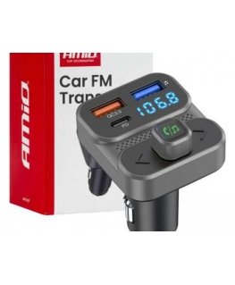 Automotive FM Transmitter 2×USB-A 1×USB 12V 24V AMIO-04649